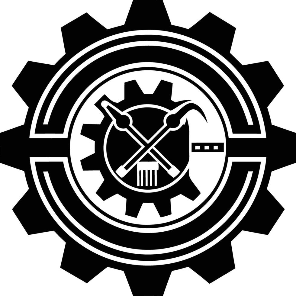 Tech Services Logo illustration black and white vector