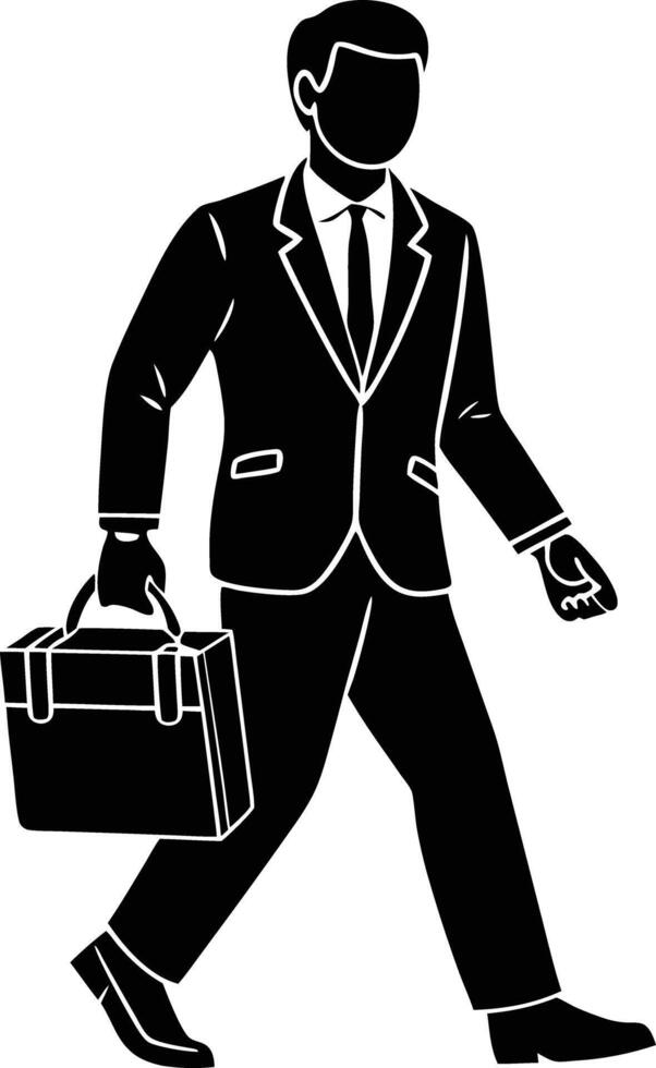 business people with bag and walking silhouette illustration vector