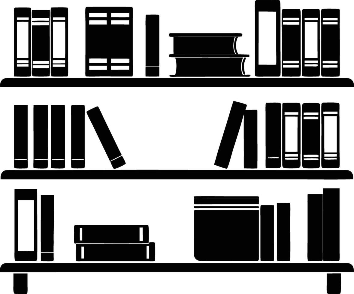 bookself silhouette illustration black and white vector