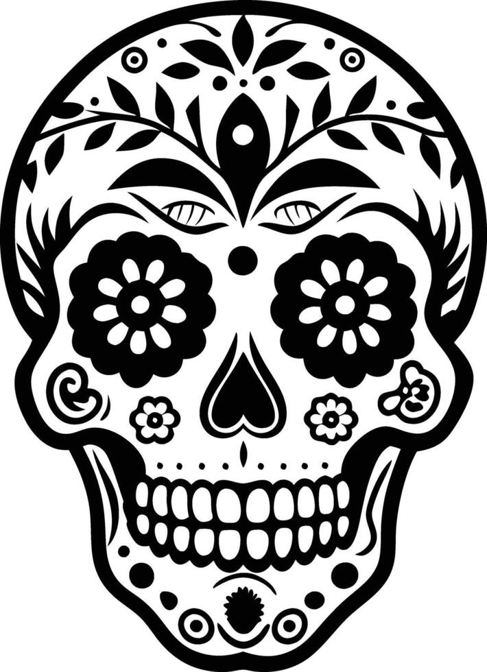 dia de muertos silhouette illustration black and white skull, celebration, culture, dia de muertos, death, festival vector