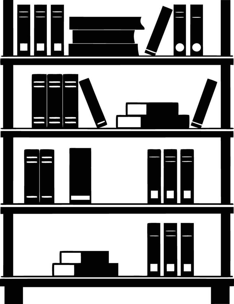 bookself silhouette illustration black and white vector