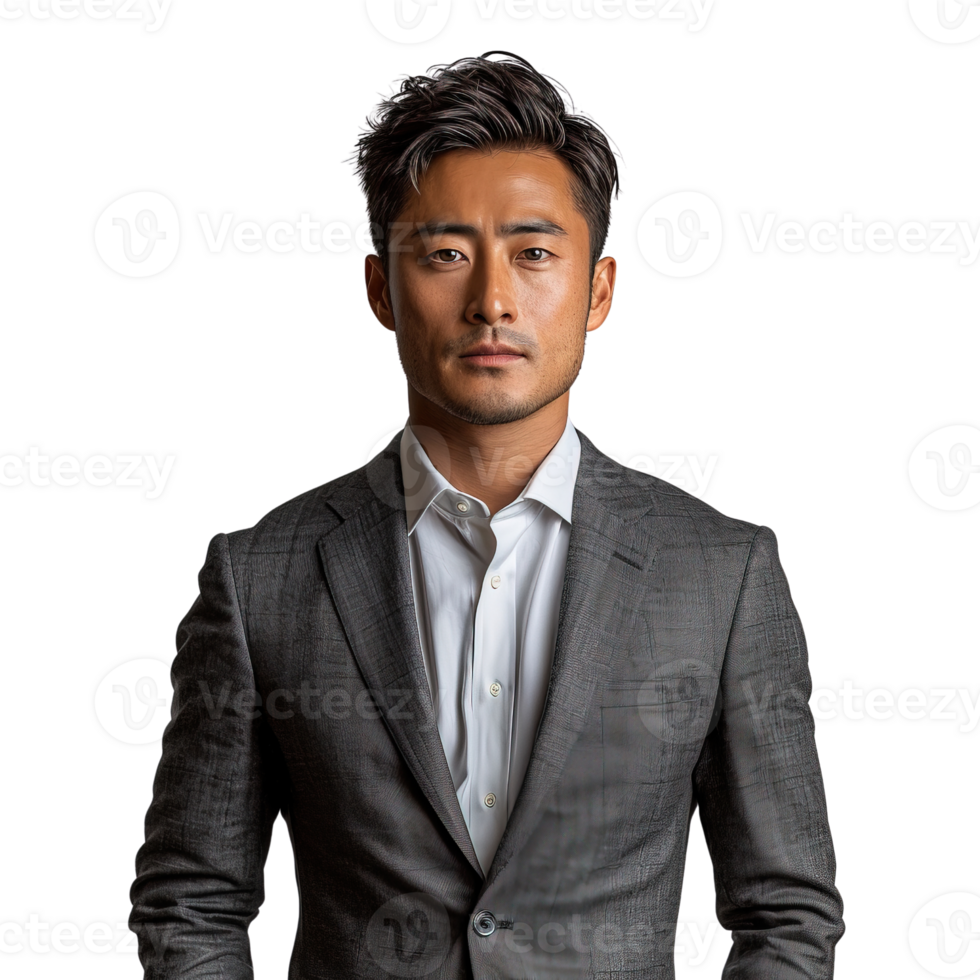 A man in a suit and tie is standing in front of a transparent background png