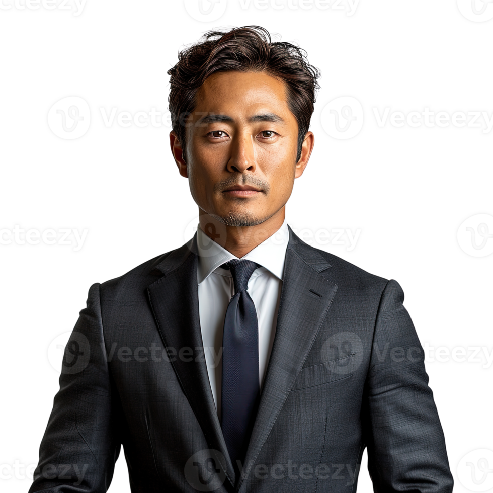 A man in a suit and tie isolated on a transparent background png