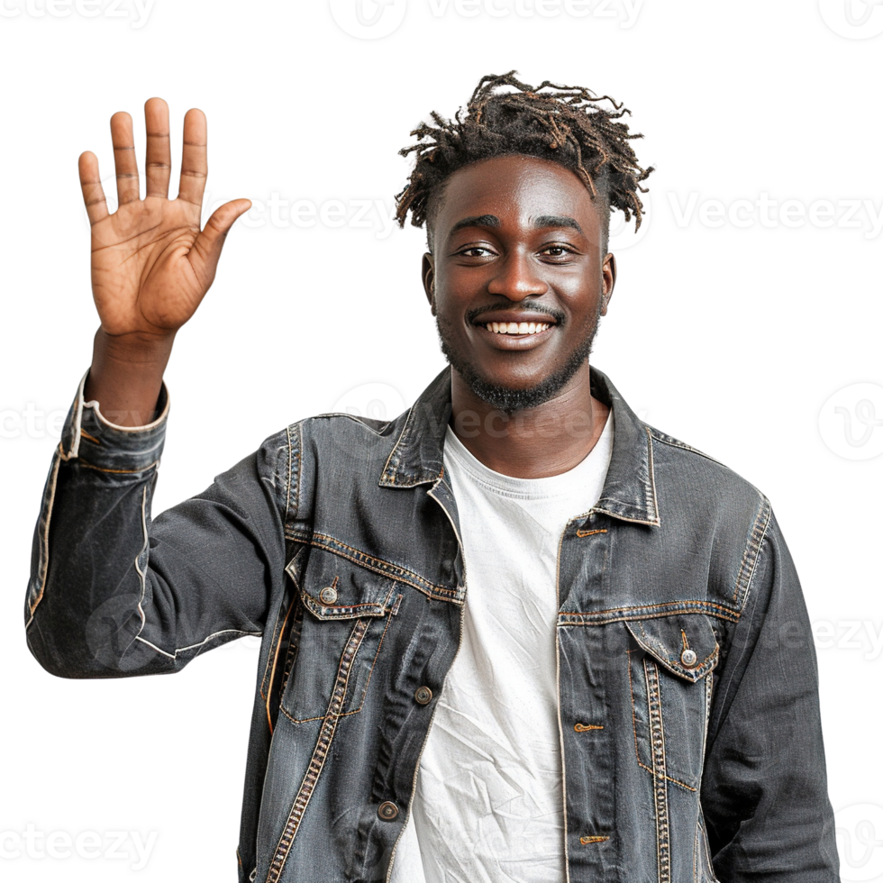 A man with dreadlocks is waving at the camera png