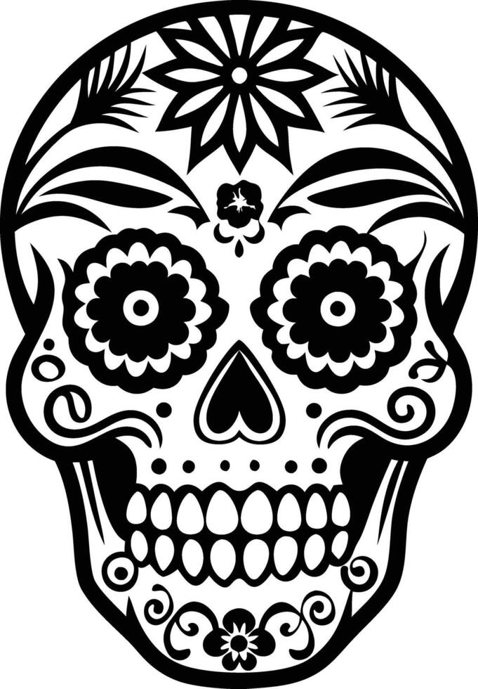 dia de muertos silhouette illustration black and white skull, celebration, culture, dia de muertos, death, festival vector