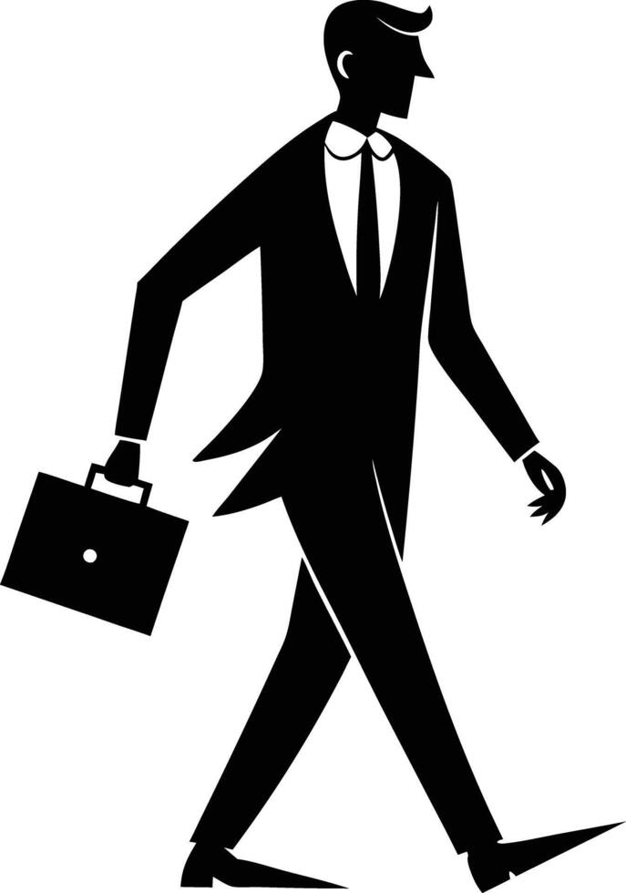 business people with bag and walking silhouette illustration vector