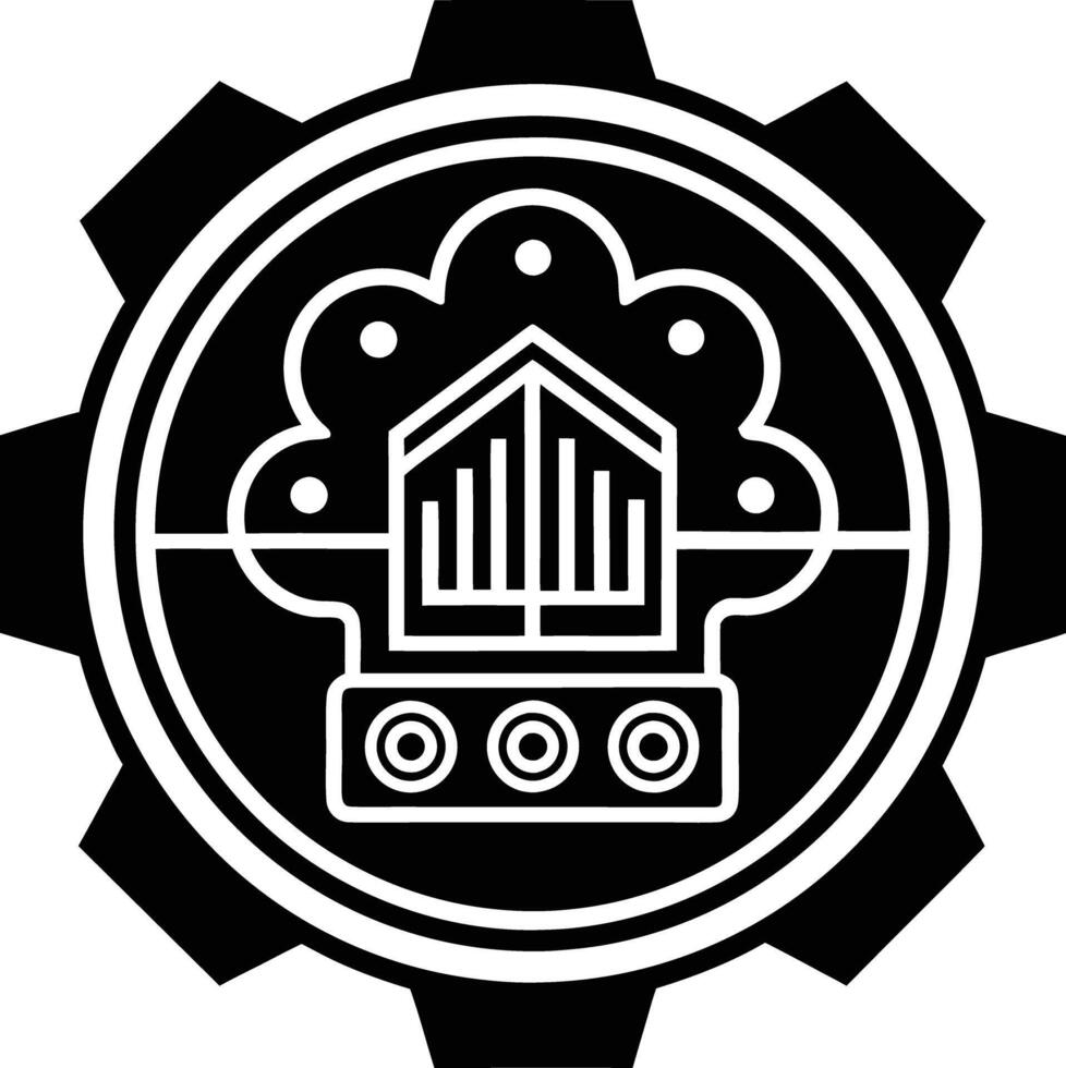 Tech Services Logo illustration black and white vector