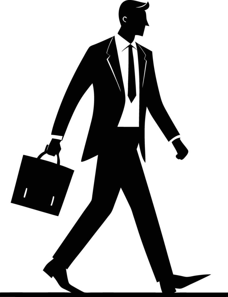business people with bag and walking silhouette illustration vector