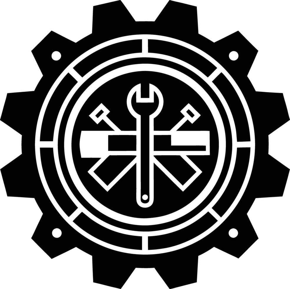 Tech Services Logo illustration black and white vector