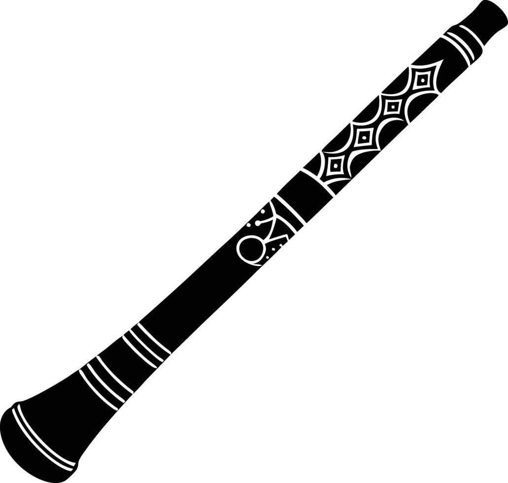 Didgeridoo musical instrument silhouette black and white vector