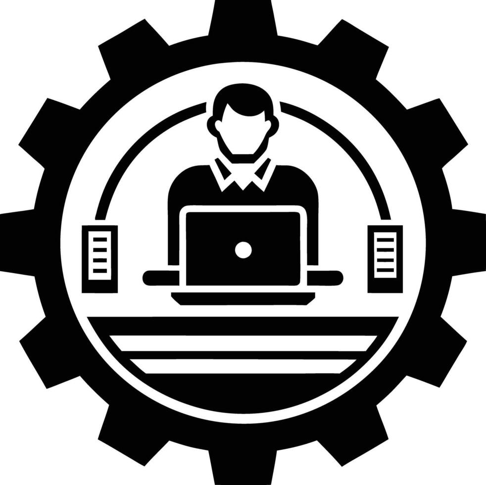 Tech Services Logo illustration black and white vector