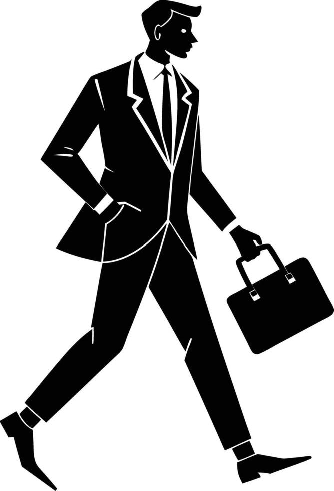 business people with bag and walking silhouette illustration vector