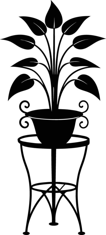 plant stand silhouette illustration black and white vector