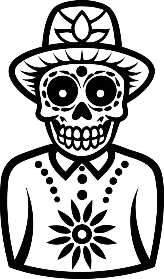 dia de muertos silhouette illustration black and white skull, celebration, culture, dia de muertos, death, festival vector