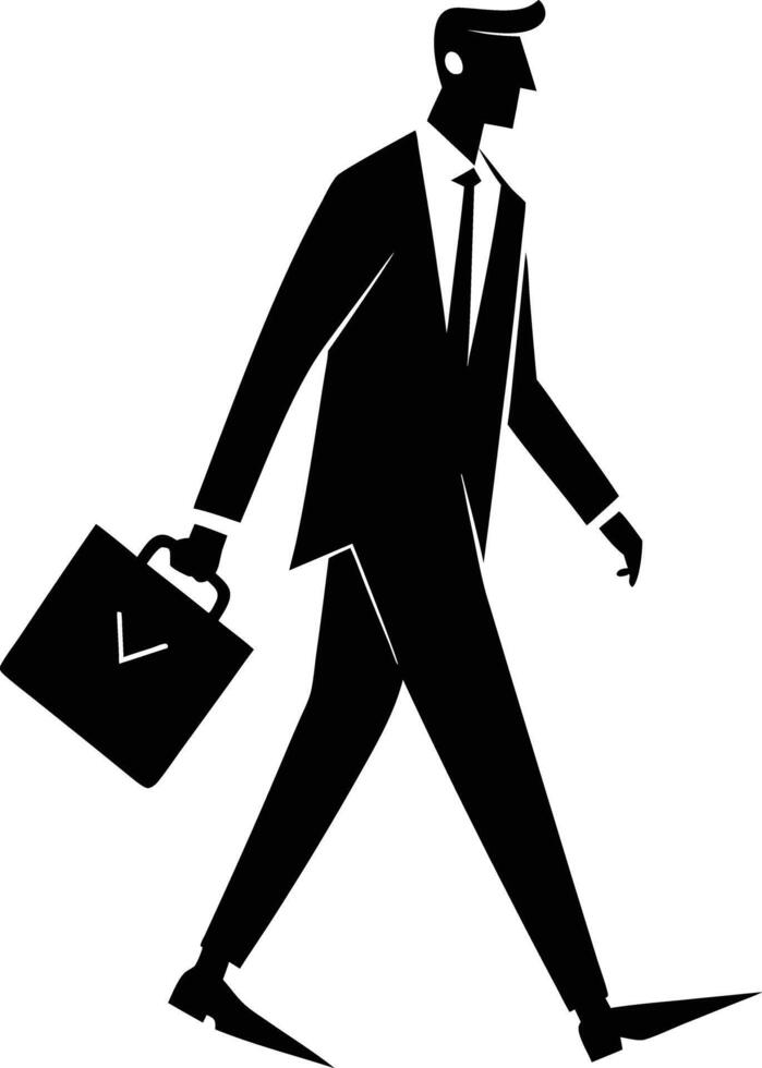 business people with bag and walking silhouette illustration vector