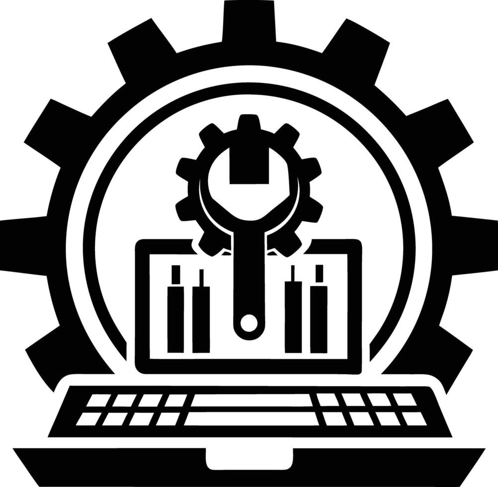 Tech Services Logo illustration black and white vector