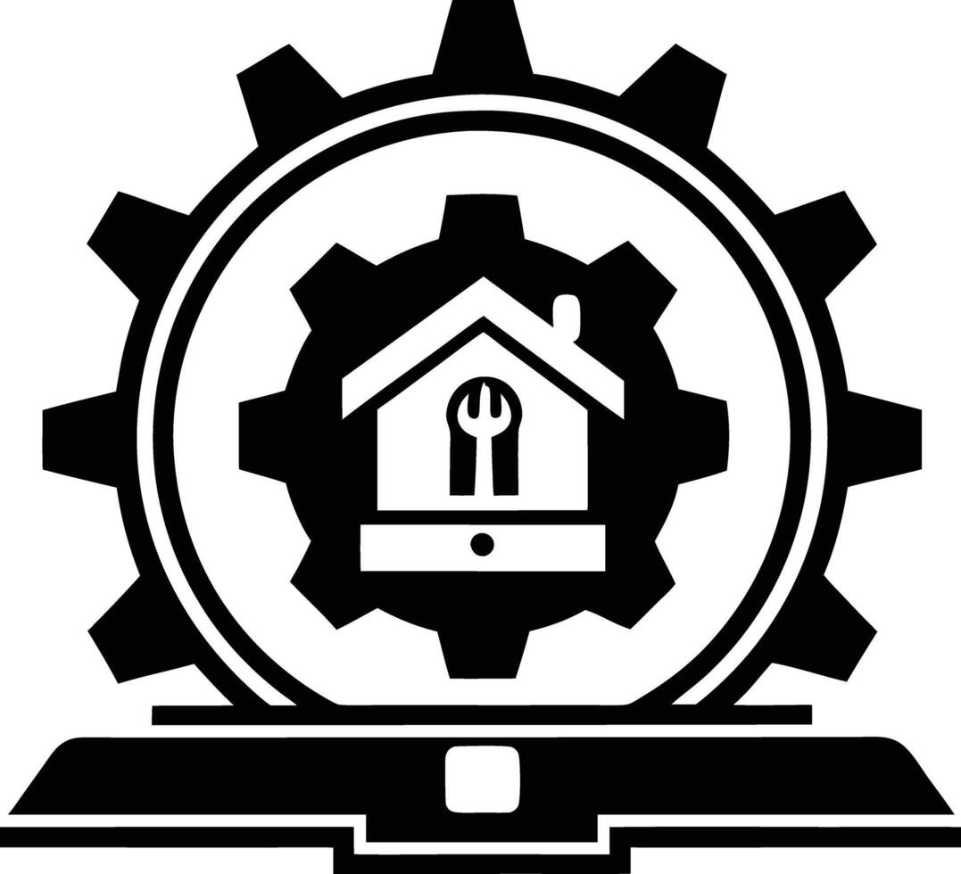 Tech Services Logo illustration black and white vector