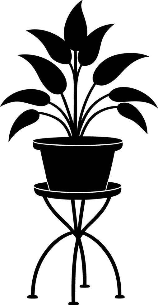 plant stand silhouette illustration black and white vector