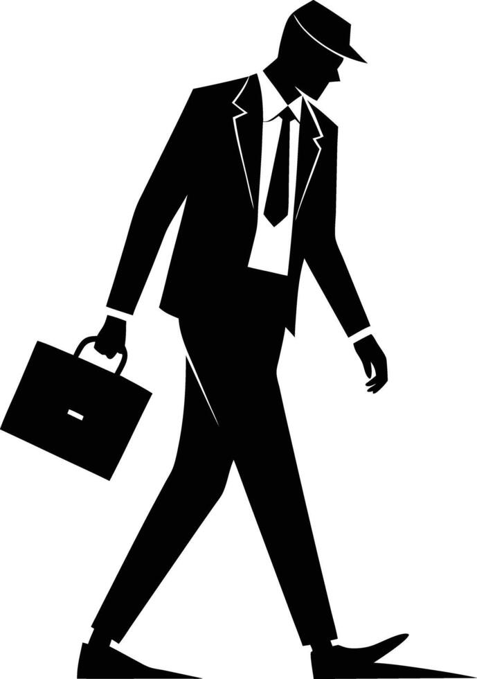 business people with bag and walking silhouette illustration vector