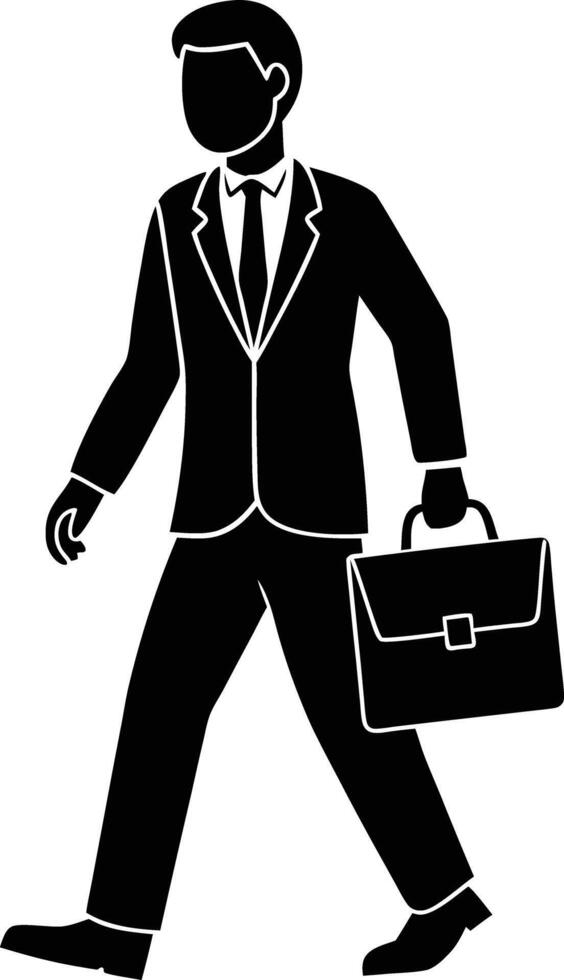 business people with bag and walking silhouette illustration vector