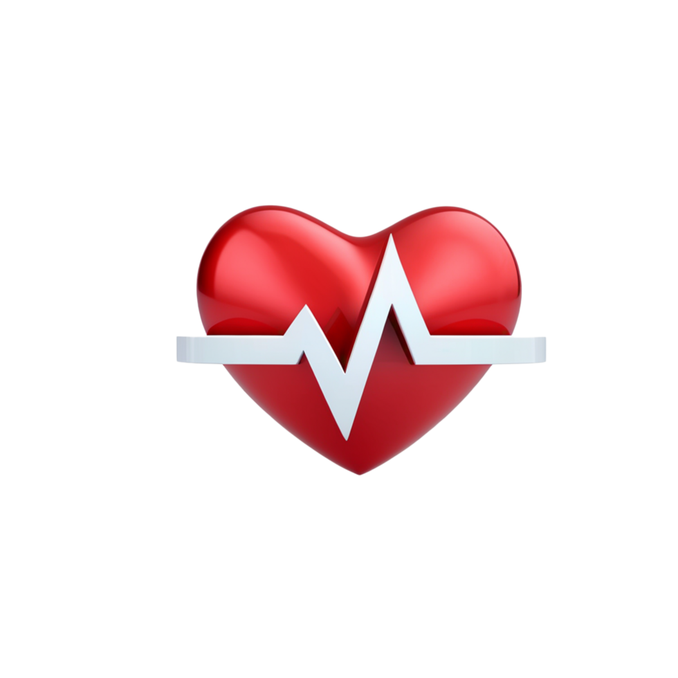 heartbeat icon with red heart on transparent background png