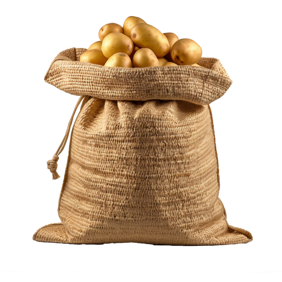 potatoes in sack on transparent background png