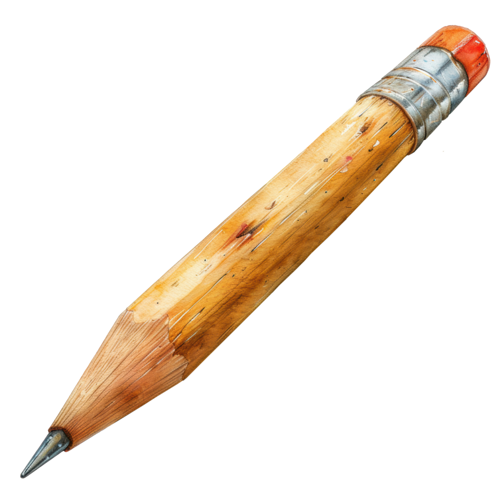 Watercolor for vintage pencil clip art element illustration. Back to school concept. Ai-Generated png