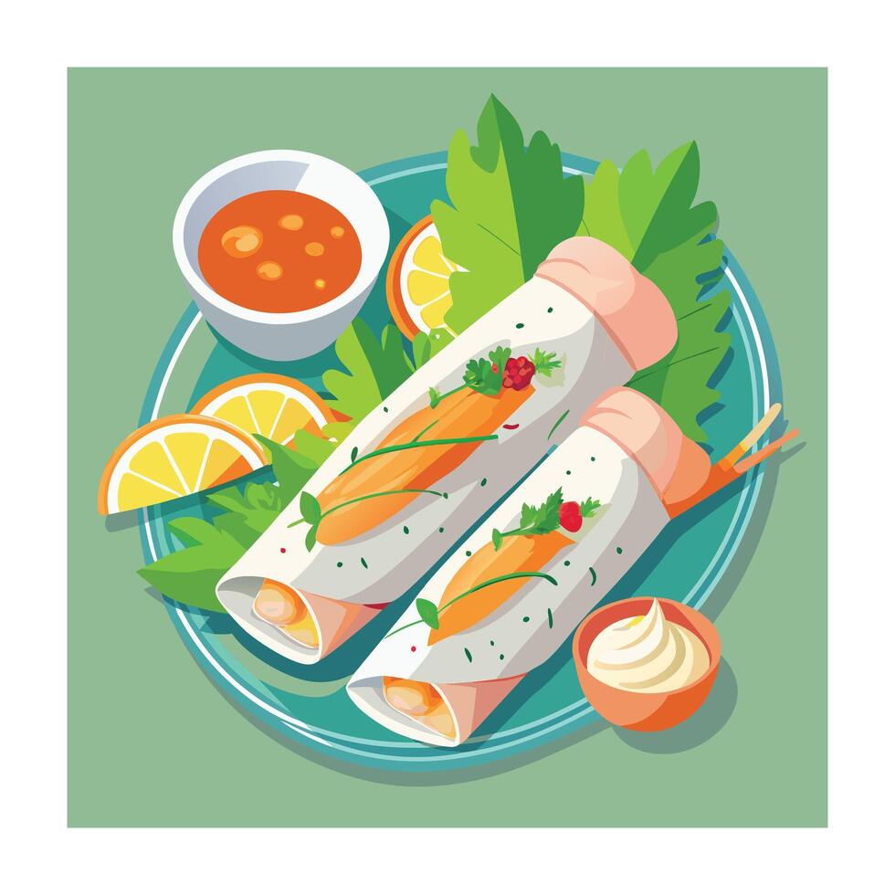 Hand drawn flat design Thai food illustration vector