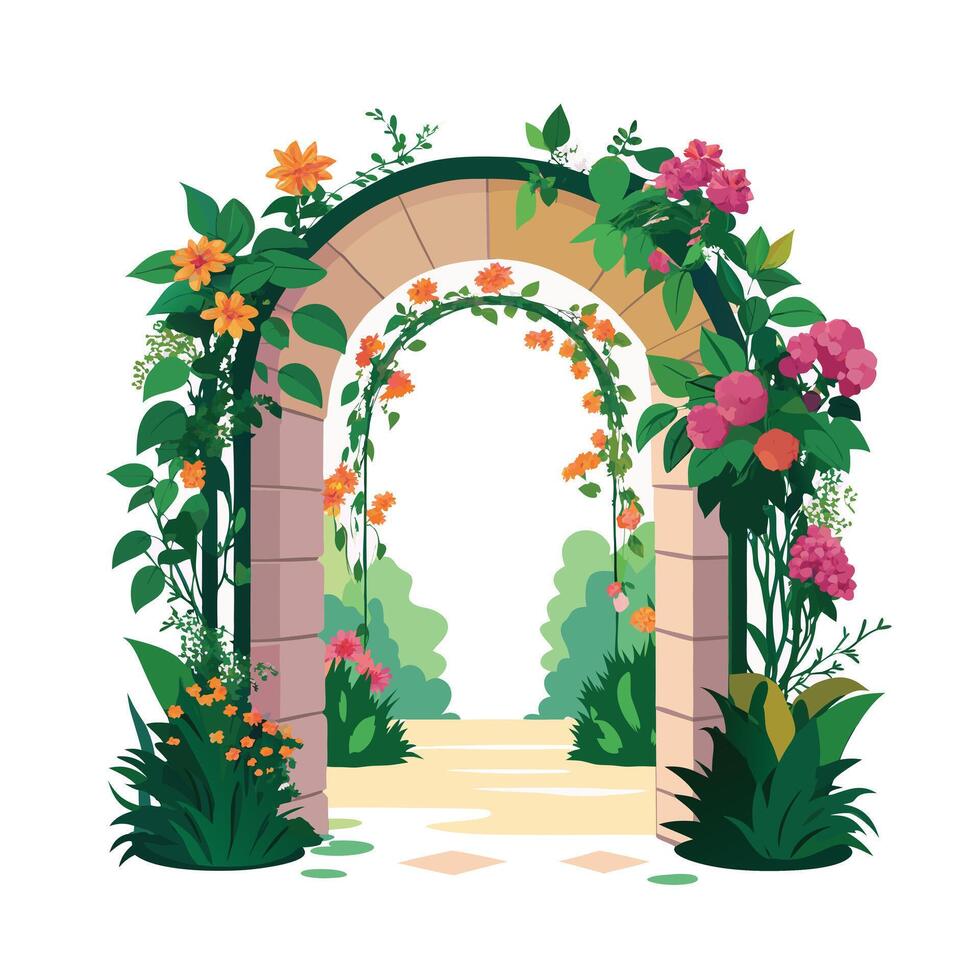 Mughal Garden illustration with Mughal Garden frame vector