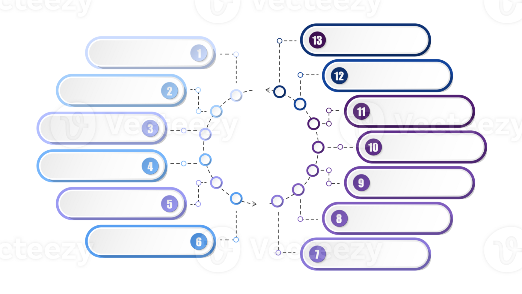 Blue tone circle infographic with 13 steps, process or options. Presentation slide template. png