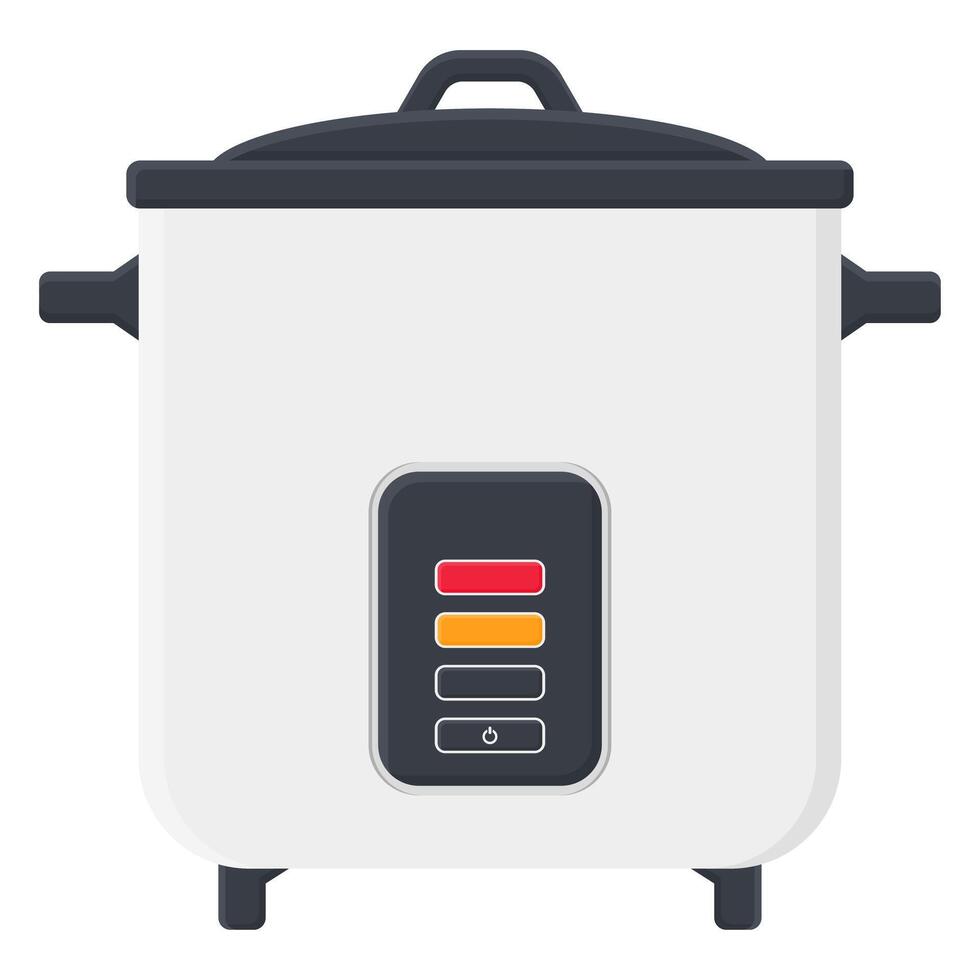 White Rice Cooker Household Appliances. Electronic Rice Cooker. Simple Rice Cooker Illustration. vector