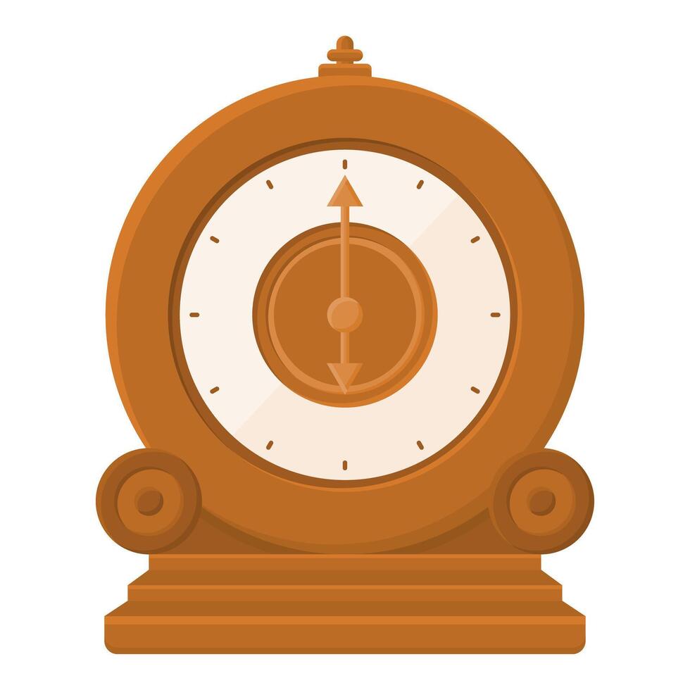 Vintage Wooden Wall Clock Design. Simple Brown Wall Clock Illustration. vector