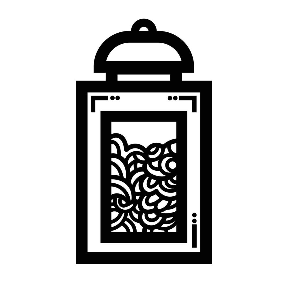 Indonesian styled crackers container or kaleng kerupuk putih warung icon illustration isolated on square white background. Simple flat outlined cartoon art styled drawing. vector