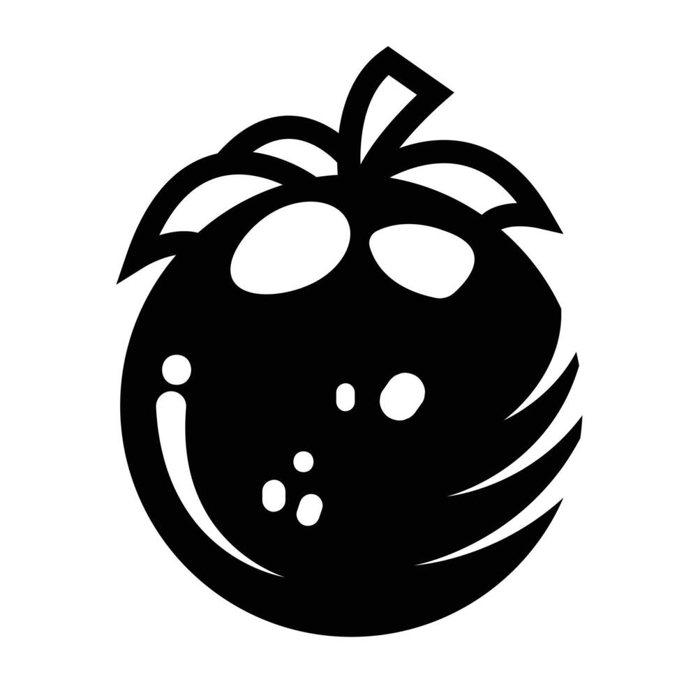 Mangosteen fruit icon illustration isolated on square white background. Simple flat outlined cartoon art styled drawing. vector
