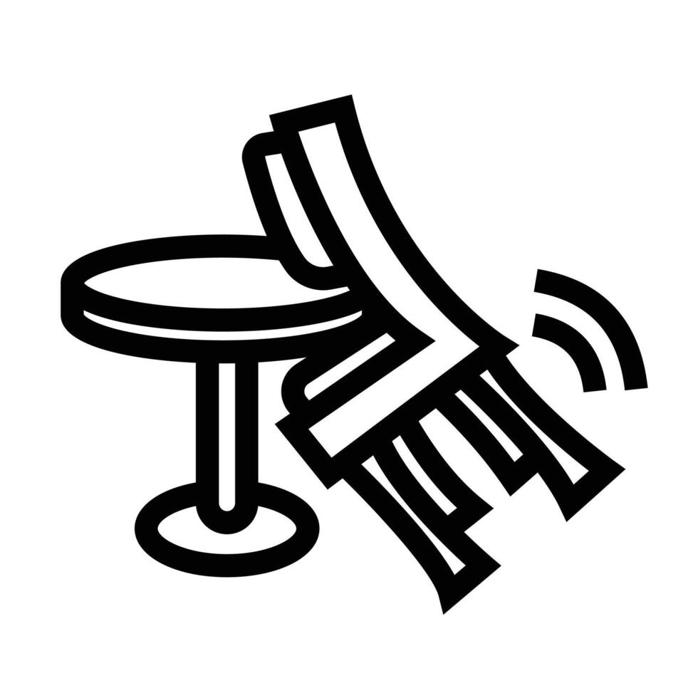 Closed cafe chair position icon illustration isolated on square white background. Simple flat outlined cartoon art styled drawing. Chair leaned on table. vector