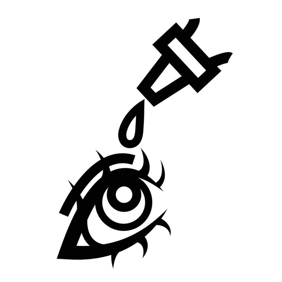 Eye drop liquid on human eye icon illustration isolated on square white background. Simple flat outlined cartoon art styled drawing. Eye health or contact lens themed icon. vector