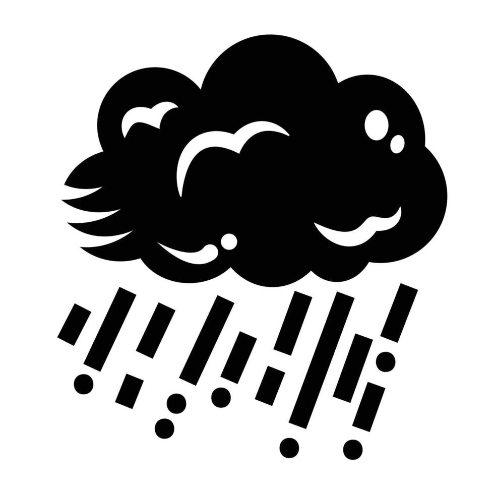 Rainy cloud icon illustration isolated on square white background. Simple flat outlined cartoon art styled drawing. vector