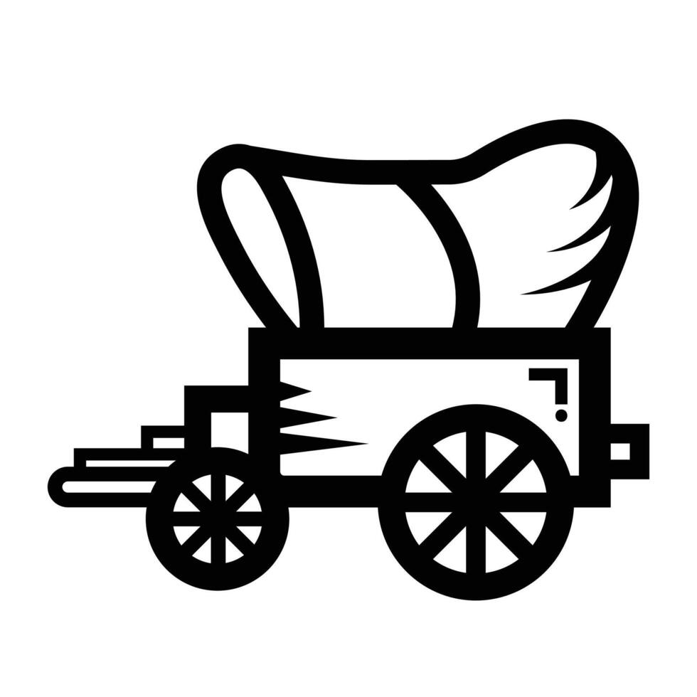 Carriage vehicle icon illustration isolated on square white background. Simple flat outlined cartoon art styled drawing. vector