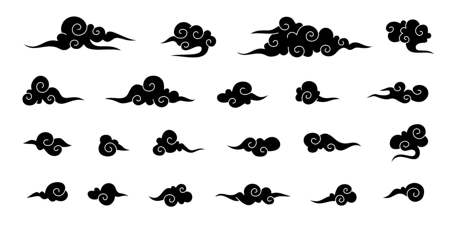 chinese clouds silhouette collection vector