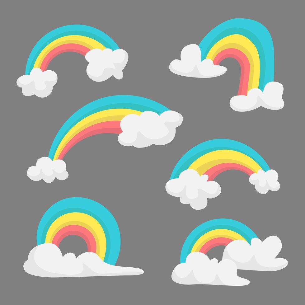 cute rainbow collection in flat style vector