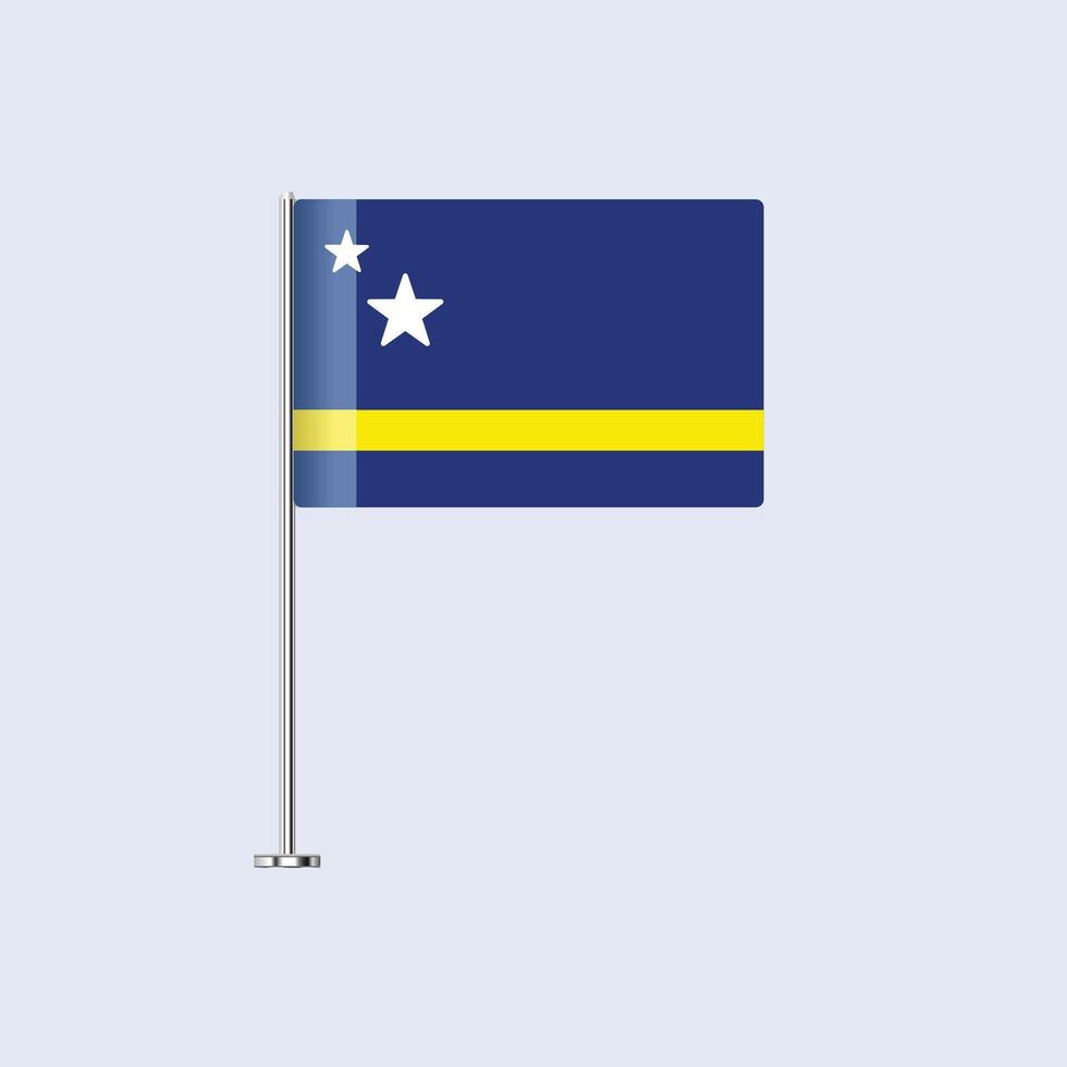 Isolated Curaao Table Flag on Pole, Curaaoan Flag Design for Print and Web vector