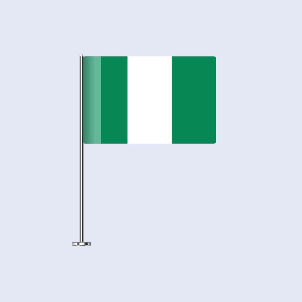 Isolated Nigeria Table Flag on Pole, Nigerian Flag Design for Print and Web vector