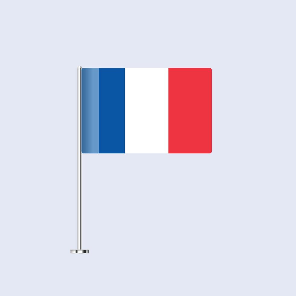 Isolated France Table Flag on Pole, French Flag Design for Print and Web vector