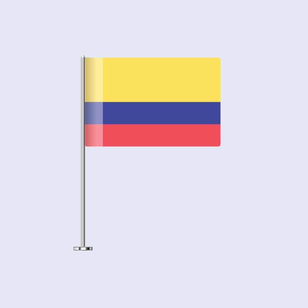Isolated Colombia Table Flag on Pole, Colombian Flag Design for Print and Web vector