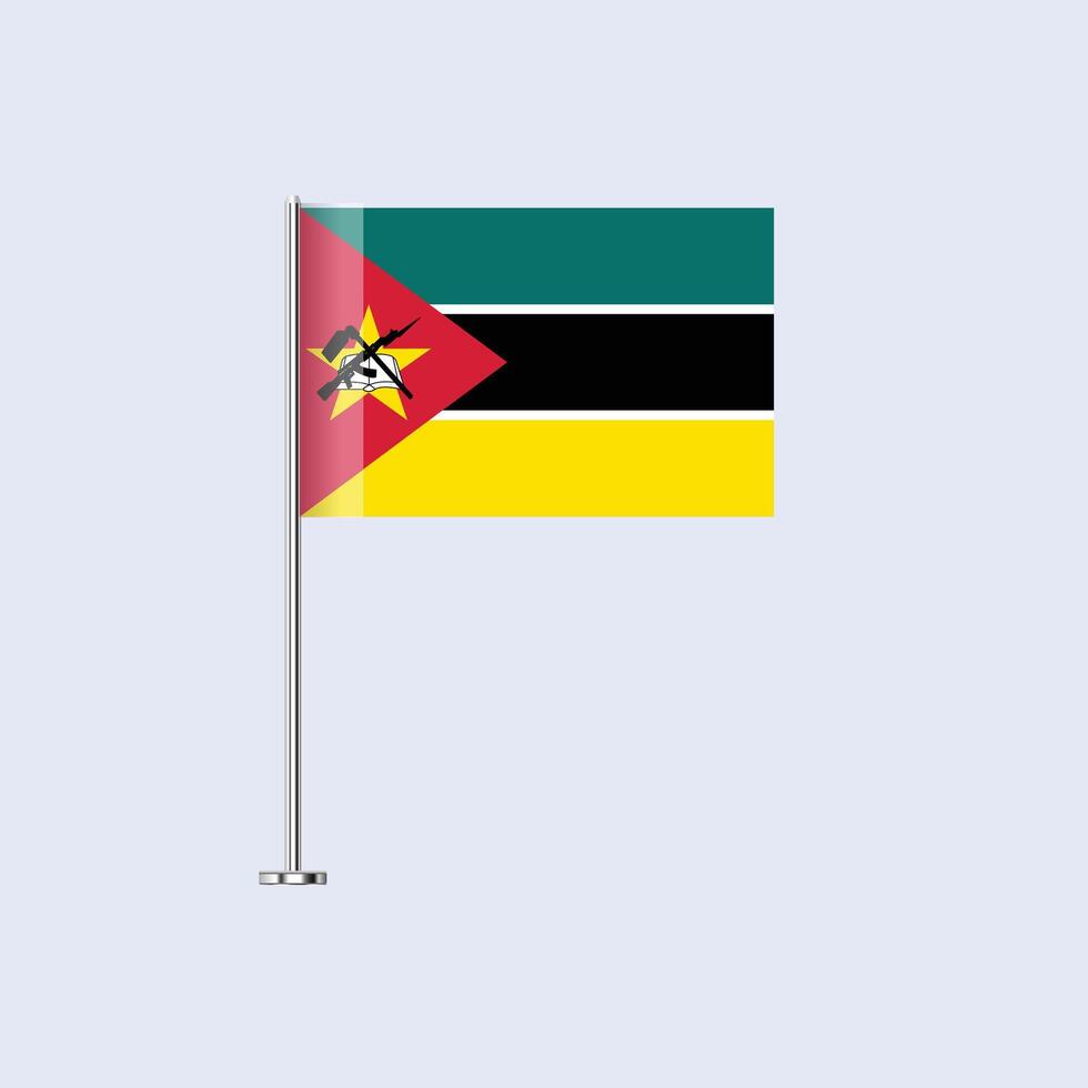 Isolated Mozambique Table Flag on Pole, Mozambican Flag Design for Print and Web vector