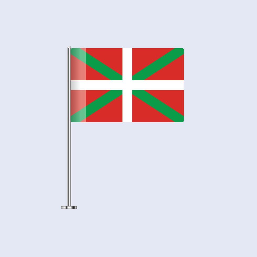 Isolated Basque Country Table Flag on Pole, Basque Flag Design for Print and Web vector
