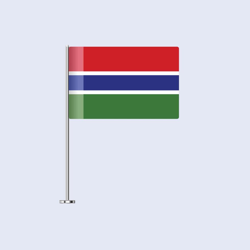 Isolated Gambia Table Flag on Pole, Gambian Flag Design for Print and Web vector