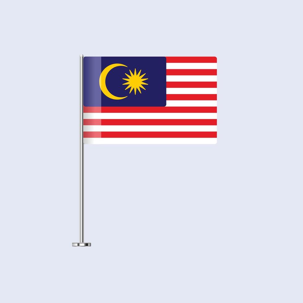 Isolated Malaysia Table Flag on Pole, Malaysian Flag Design for Print and Web vector