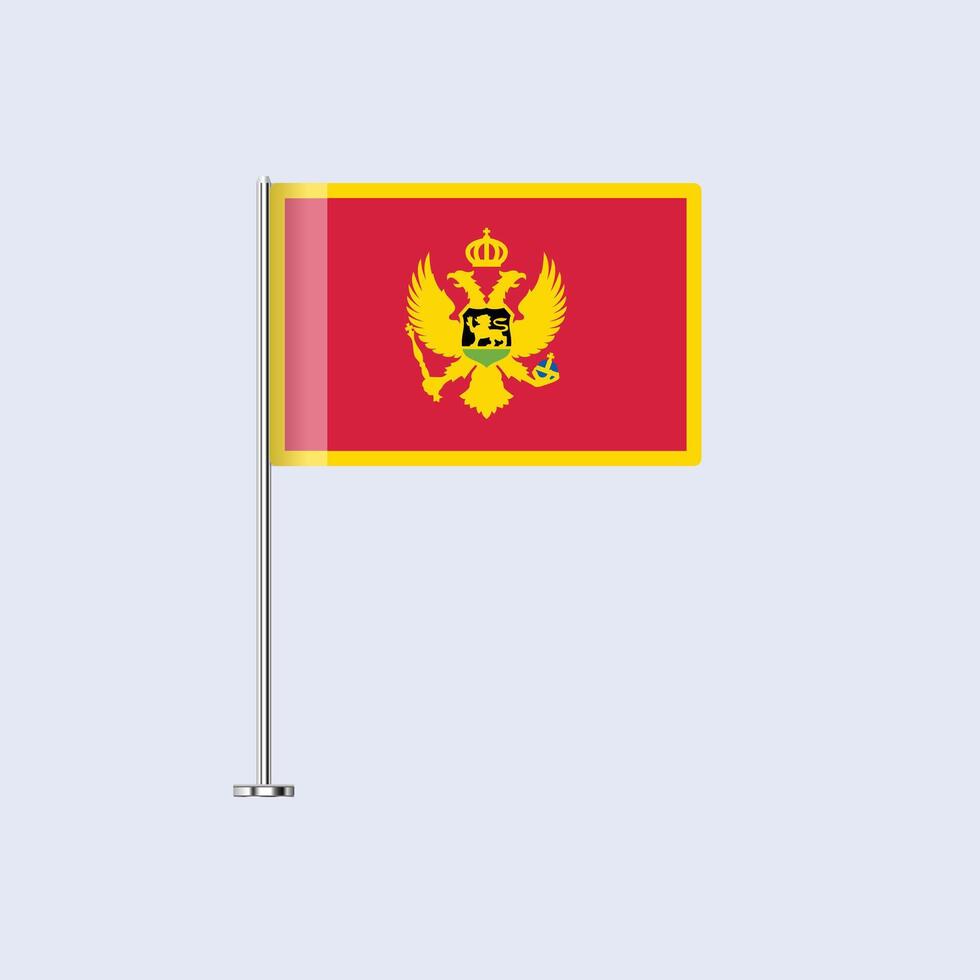 Isolated Montenegro Table Flag on Pole, Montenegrin Flag Design for Print and Web vector