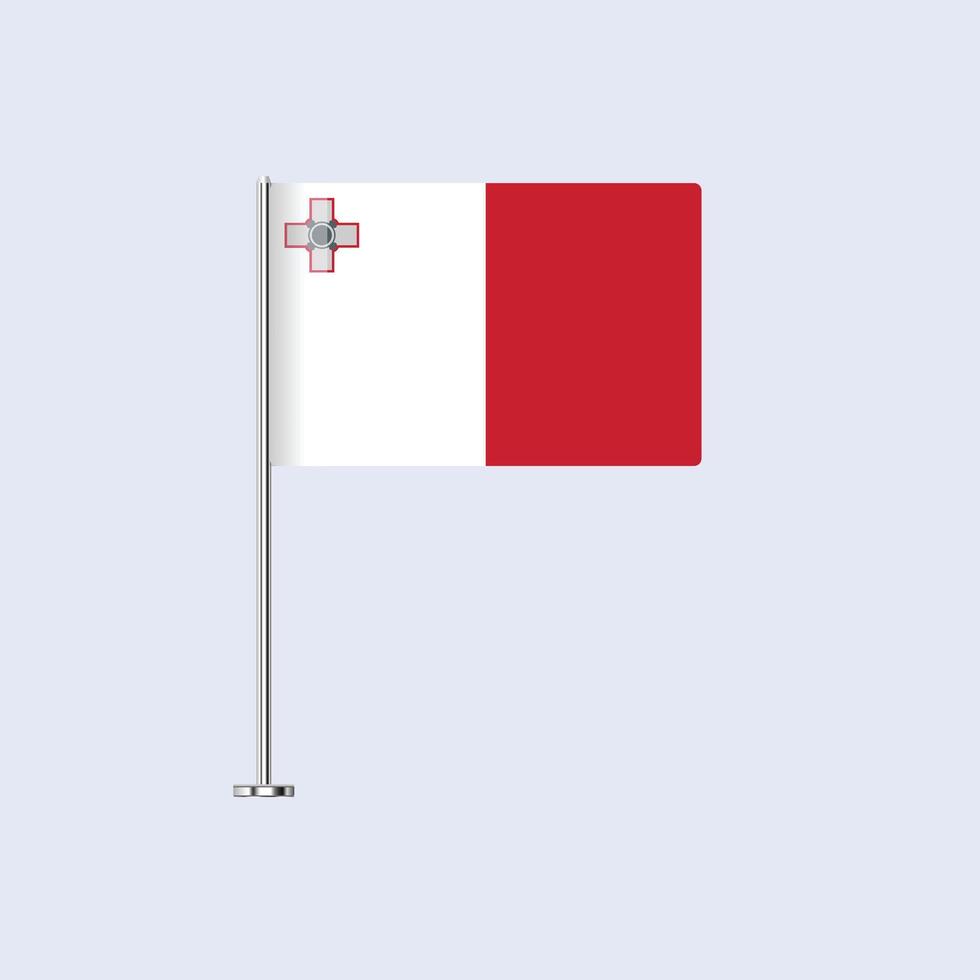 Isolated Malta Table Flag on Pole, Maltese Flag Design for Print and Web vector